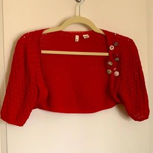 Moth knitted shrug with button detail